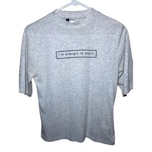 Divided H&M Ribbed Womens Size Medium Mock Neck Graphic Print T-Shirt